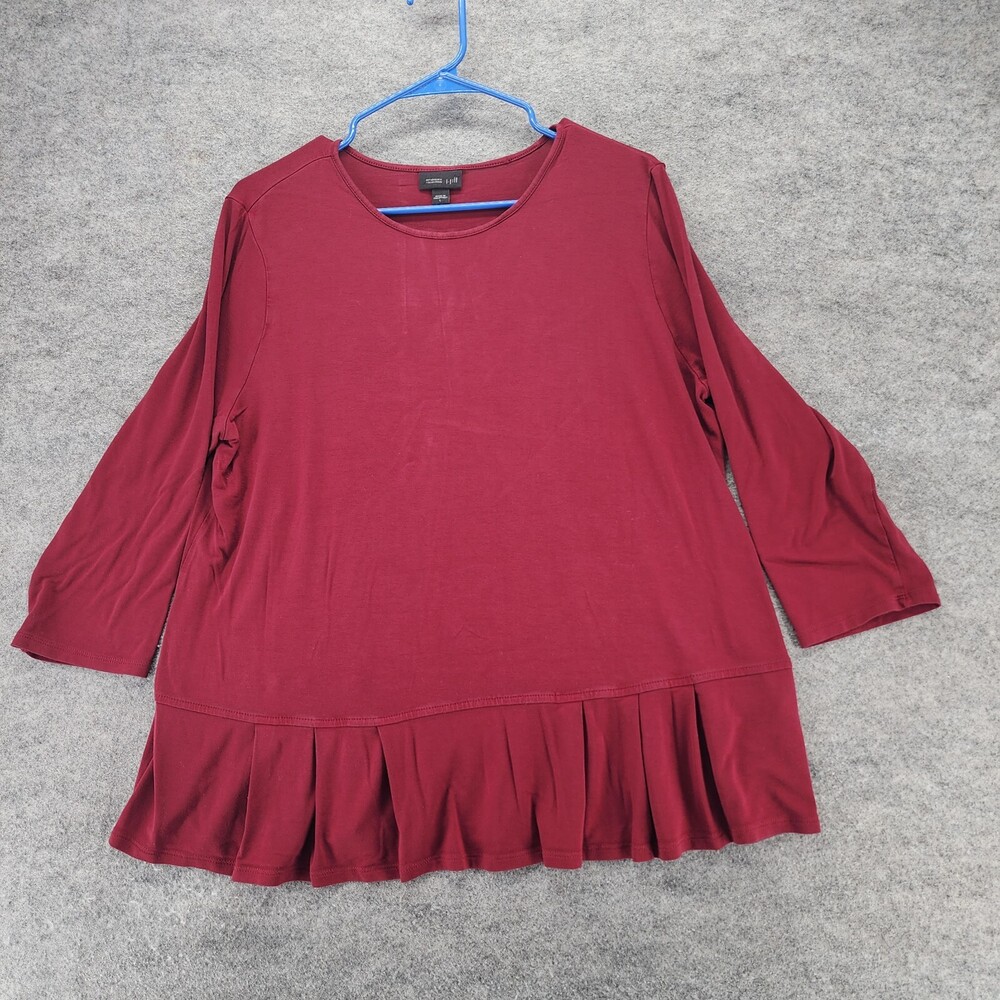 J Jill Shirt Womens Large Wearever Collection 3/4 Sleeve Red